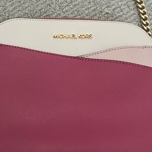 Michael Kors Fuchsia and Cream Shoulder Bag